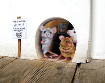 No Cats! Scaredy Mice Mousehole Wall Sticker