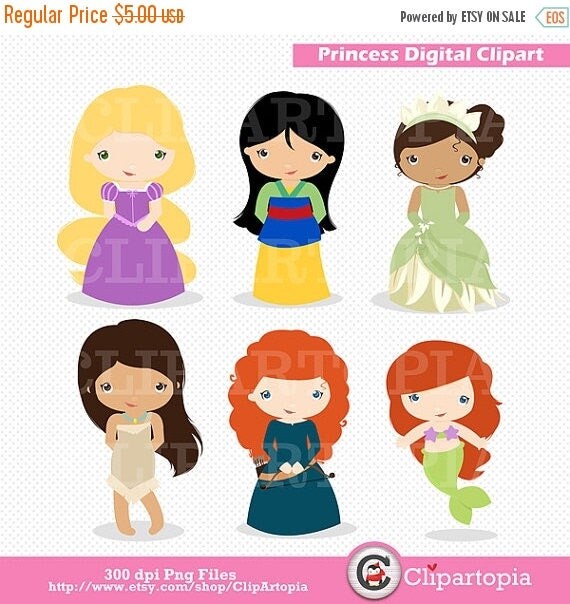 50% OFF SALE Princess Digital Clipart / Little Princess Clip Art / Princess Clipart For Personal and Commercial Use/ INSTANT Download Il_570xn