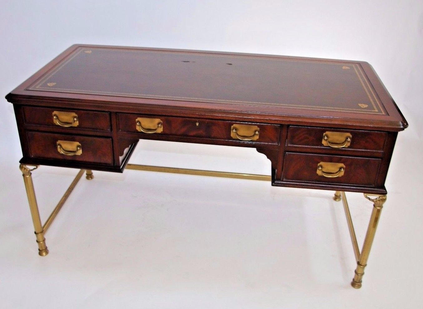 Neoclassic Desk by Sligh Lowry Leather Top Vintage Executive