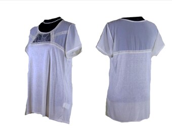 SILK LACE BLOUSE, 80's white blouse, Ivory lace Blouse, Pull on blouse, Vintage Lace shirt, white Lace shirt, blouses, europeanretrofashion