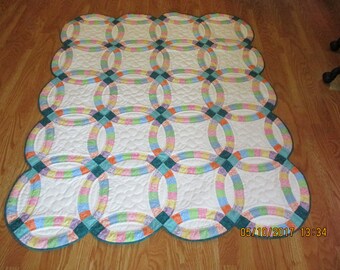 Double Wedding Ring Quilt - Rainbow Pastels 2017