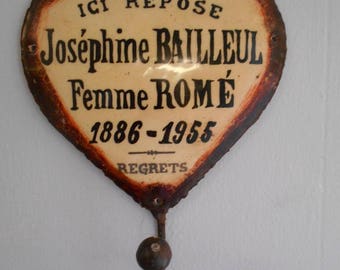 Shabby Chic French "Josephine" Metal/Enamel Heart Shaped Hanging Hook