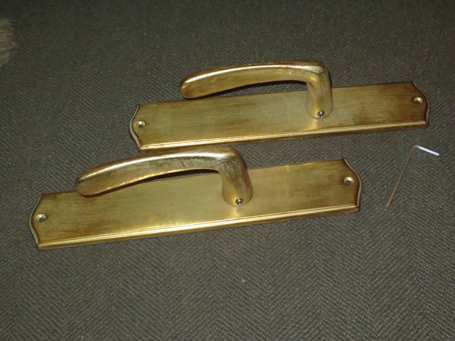 Vintage Jado Solid Brass 4 piece set Antique Finished Door Plates and