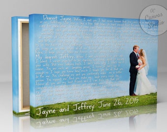 Wedding vows canvas, Wedding vows print, Wedding vows art, Framed wedding vows, Wedding photo and vows, Personalized wedding vows