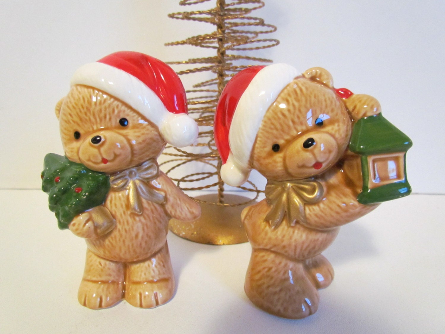 Vintage Christmas Bears Set Xmas Decorations Ornaments