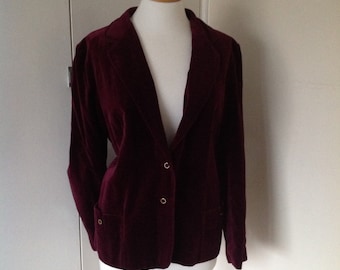 Plum velvet single breasted blazer jacket UK size 16-18