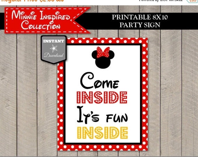 SALE INSTANT DOWNLOAD Red Girl Mouse 8x10 Come Inside, It's Fun Inside Welcome Party Sign / Red Girl Mouse Collection / Item #1914