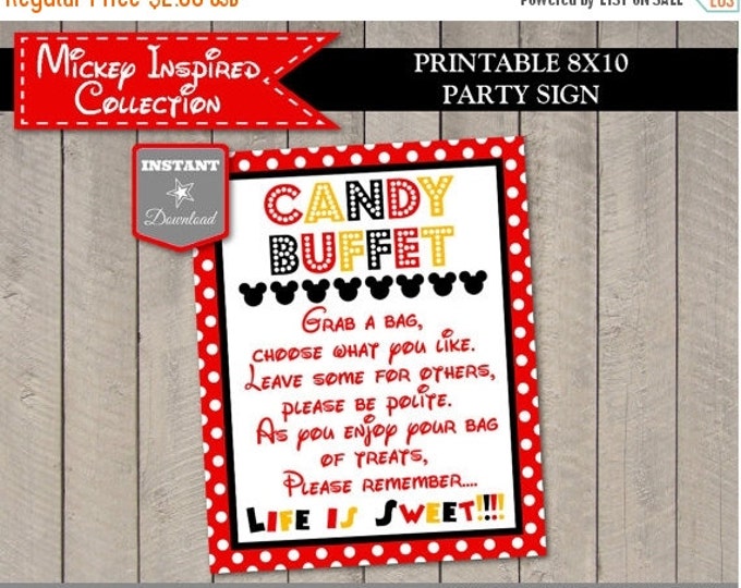 SALE INSTANT DOWNLOAD Classic Mouse 8x10 Candy Buffet Printable Party Sign / Classic Mouse Collection / Item #1592