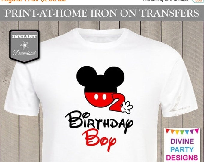 SALE INSTANT DOWNLOAD Print at Home Mouse Birthday Boy 2 Printable Iron On Transfer / T-shirt / Party / Family Trip / Item #2340