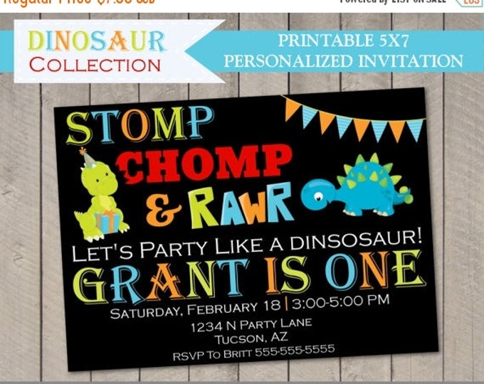 SALE PERSONALIZED Printable Dinosaur 5x7 Birthday Party Invitation / Dinosaur Collection / Item #3203