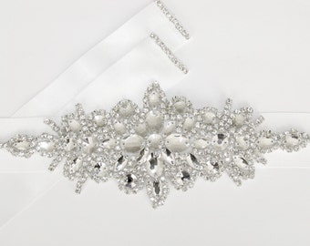Satin bridal belt with Rhinestones