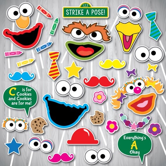 Elmo Photo Booth Props Printable | sesame street photo booth props sesame street party photo Elmo Photo Booth Props Printable | sesame street photo booth props sesame street party photo