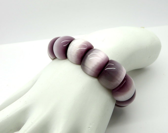 Vintage Purple Lucite Chunky Stretch Bangle Bracelet