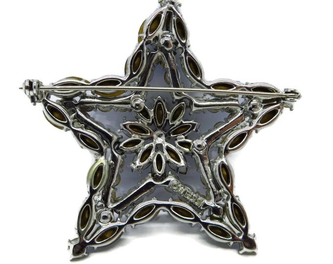 Vintage Weiss Brooch, Blue Rhinestone Brooch, Vintage Star Brooch, Signed Weiss Jewelry