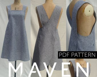 The Maria Wrap Apron PDF sewing pattern, Japanese apron, womens sewing pattern, apron pattern, PDF pattern, sewing pattern, PDF, apron pdf