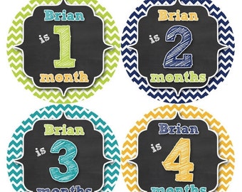Items similar to Baby Boy Month Stickers Printable - Turtle Monthly ...