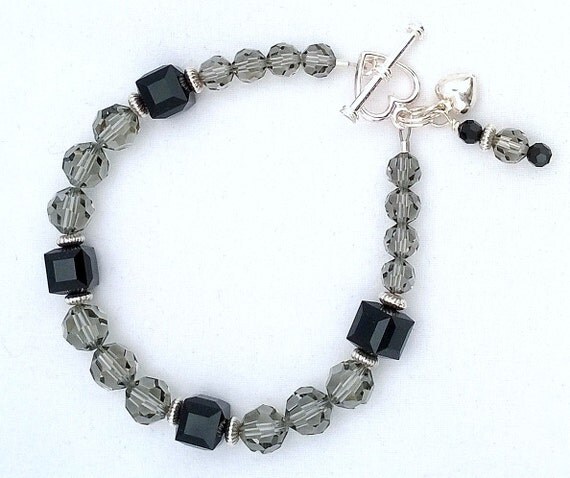 Black Diamond and Jet Swarovski Crystal Bracelet, Crystal Bracelet, Swarovski Crystal Bracelet