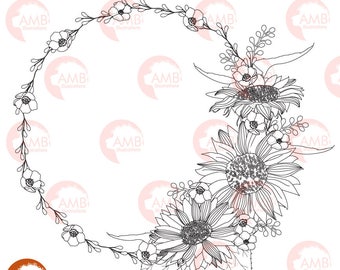 Free Free 234 Sunflower Wreath Svg Black And White SVG PNG EPS DXF File