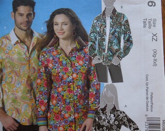 McCalls M6086, size Xlarge-XXlarge, shirts, tops, mens, teens, womens, UNCUT sewing pattern, craft supplies