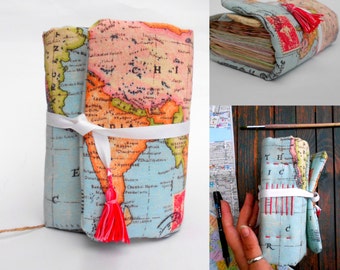 Travel Journal, Old Map journal, Diary Handmade, Travel Notebook, Personalized journal, Travel writing journal, gift for her, Sashalandia