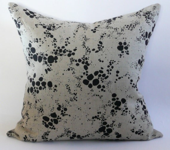 Spots Pillow Cover in Black on Natural