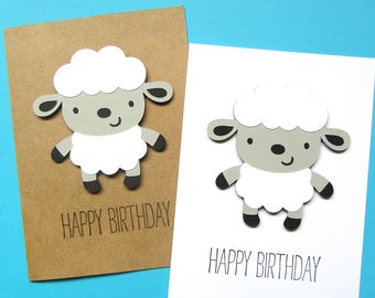 Lamb Birthday Card - Sheep Birthday Card - Kid Birthday Card - First Birthday Card - Girl Birthday Card - Boy Birthday Card - Cute Card