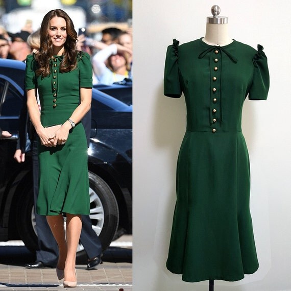 Kate Middleton/Green Dress/ Emerald Green/Custom made by Zepherra