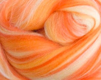 4 oz Papaya Extra Fine Merino Wool Top (roving). - Sugar Candies Collection from DHG- Great for Spinning and Felting