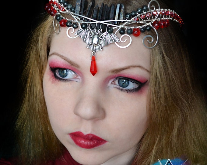 Diadem "Vampire". gothic diadem, tiara, rock accessory, gothic jewelry, quartz crystals diadem, crown crystals, goth, vamp