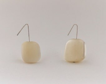 White Stone Earrings, Minimalist Earrings