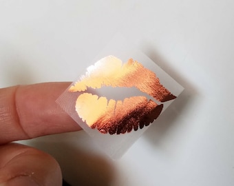 Clear Stickers 1x1 Labels Rose Gold Foil Lip Lipsense stickers Foiled thank you stickers pink foil Lips foiled lips