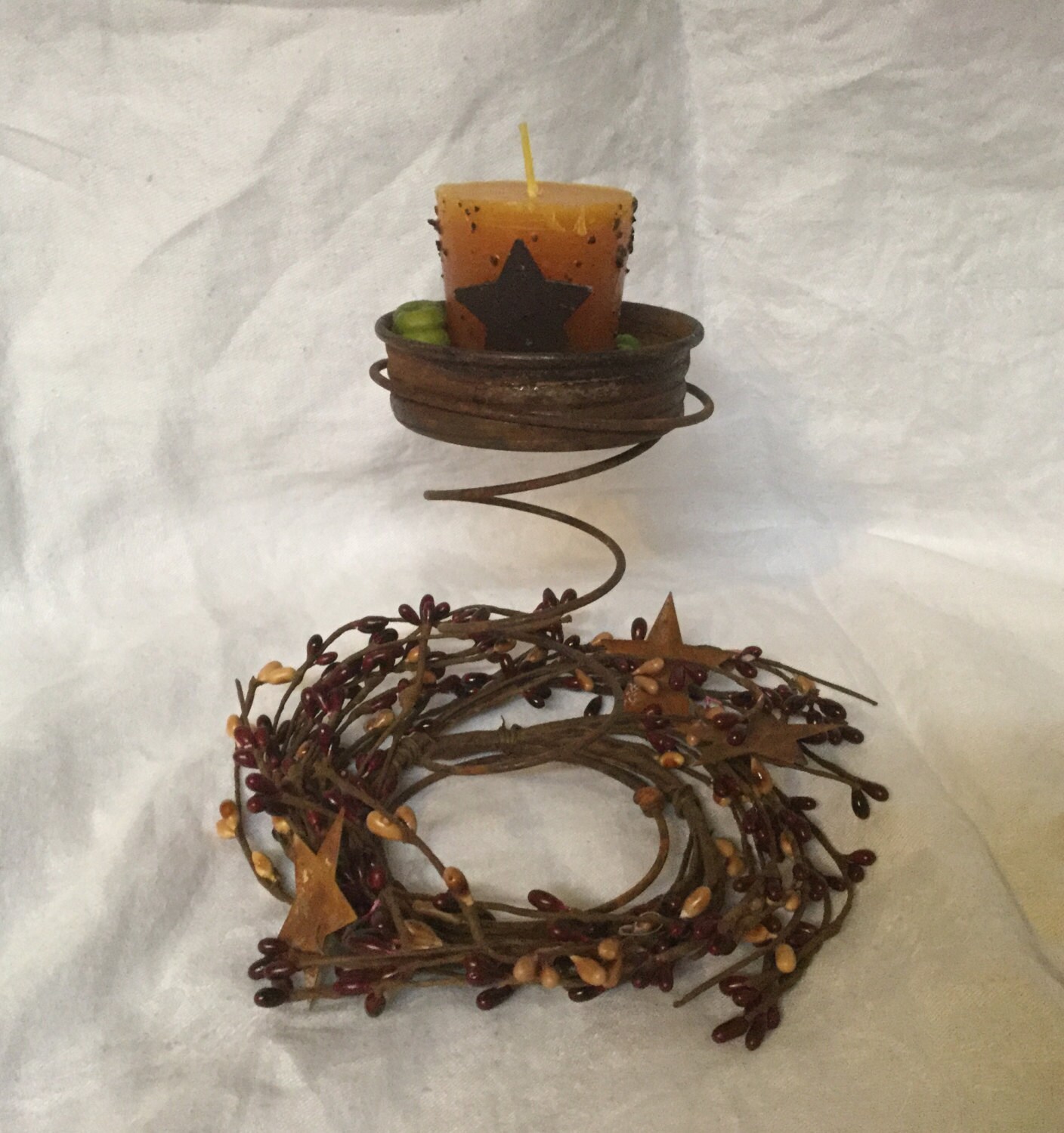 Rusty bed spring candle holder candles country decor