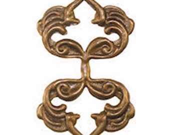 Trinity Vintage Brass Stamping 25x41mm NOUVEAU fold over bail (PKG 10) (msb1013)