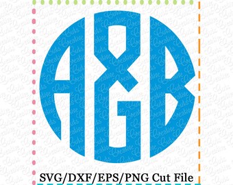 3 Letter Natural Circle Monogram Font SVG eps DXF Cutting File, circle font svg, circle alphabet cut file, 3 letter font natural circle svg