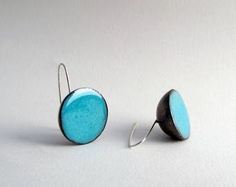 Ceramic earrings turquoise, sterling silver, dangle earrings, geometric earrings