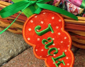 Carrot Easter Basket Name Tag Personalized, Embroidered, Appliqué