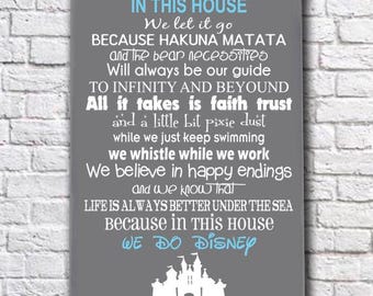 We Do Disney Sign, Disney Family Rules Sign, In This House We Do Disney Wood Plaque, Disney Wall Art, Disney Quote, Disney Theme Home Decor