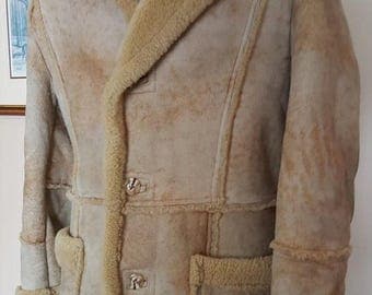 SALE INTO SPRING Vintage Natural Sheepskin Coat with Shearling Lining, Shearling Winter Coat, Sheepskin Winter Jacket by Leather Attic, Exce