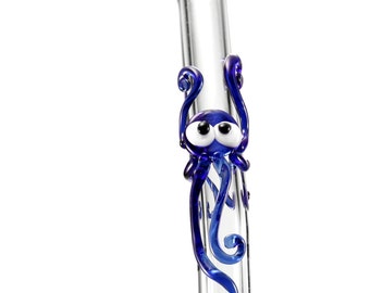 Glass Drinking Straw Octopus