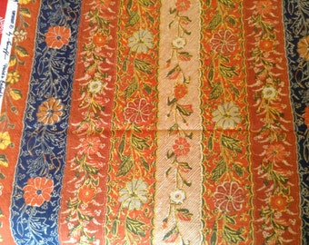 Greeff 1980's Cotton Linen Upholstery Fabric- made by Warner, England, Tarakan, Isles of Java, 3 yards, excellent
