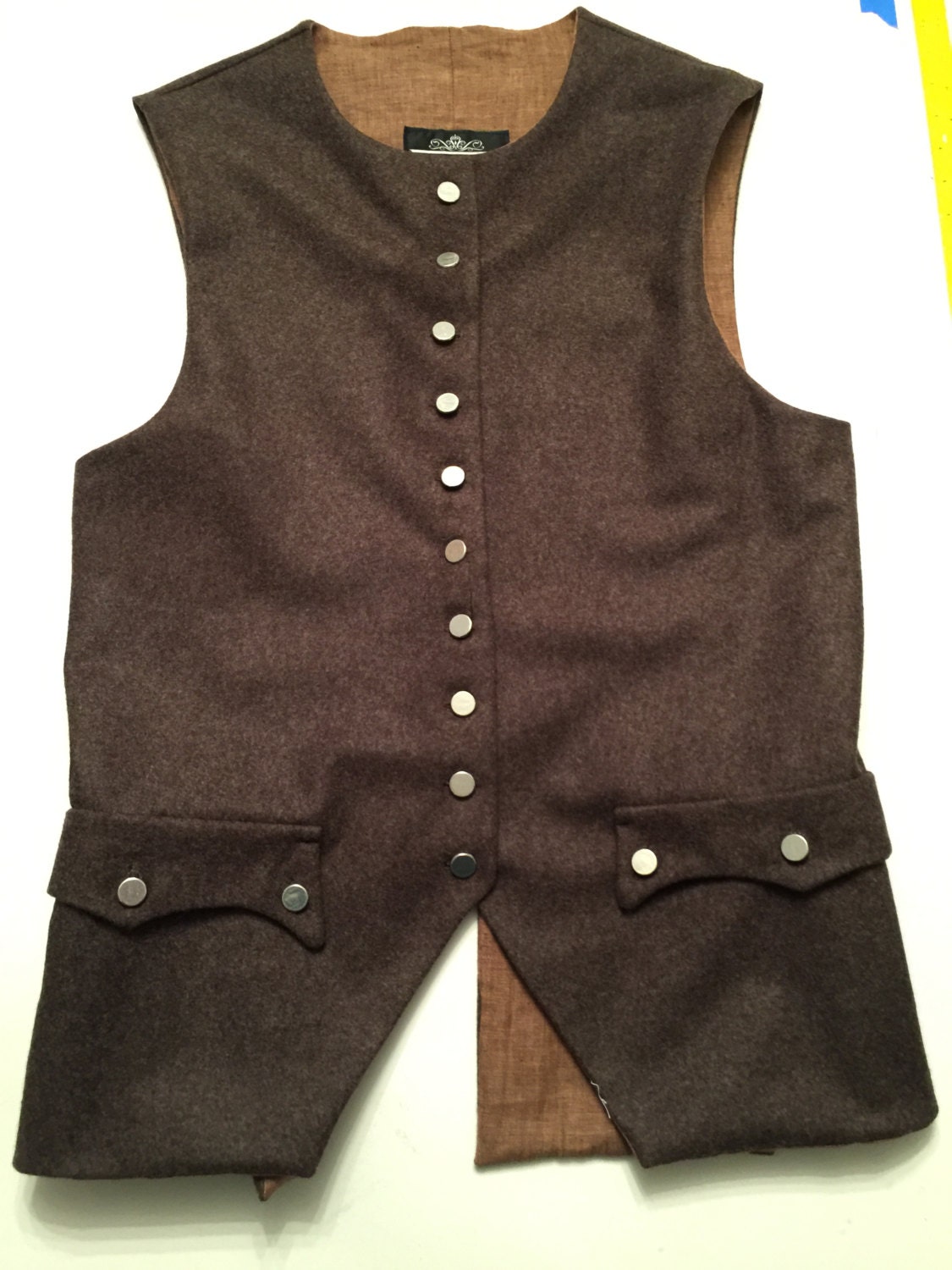 LARGE Men's 18th century Waistcoat Brown Wool & Linen.