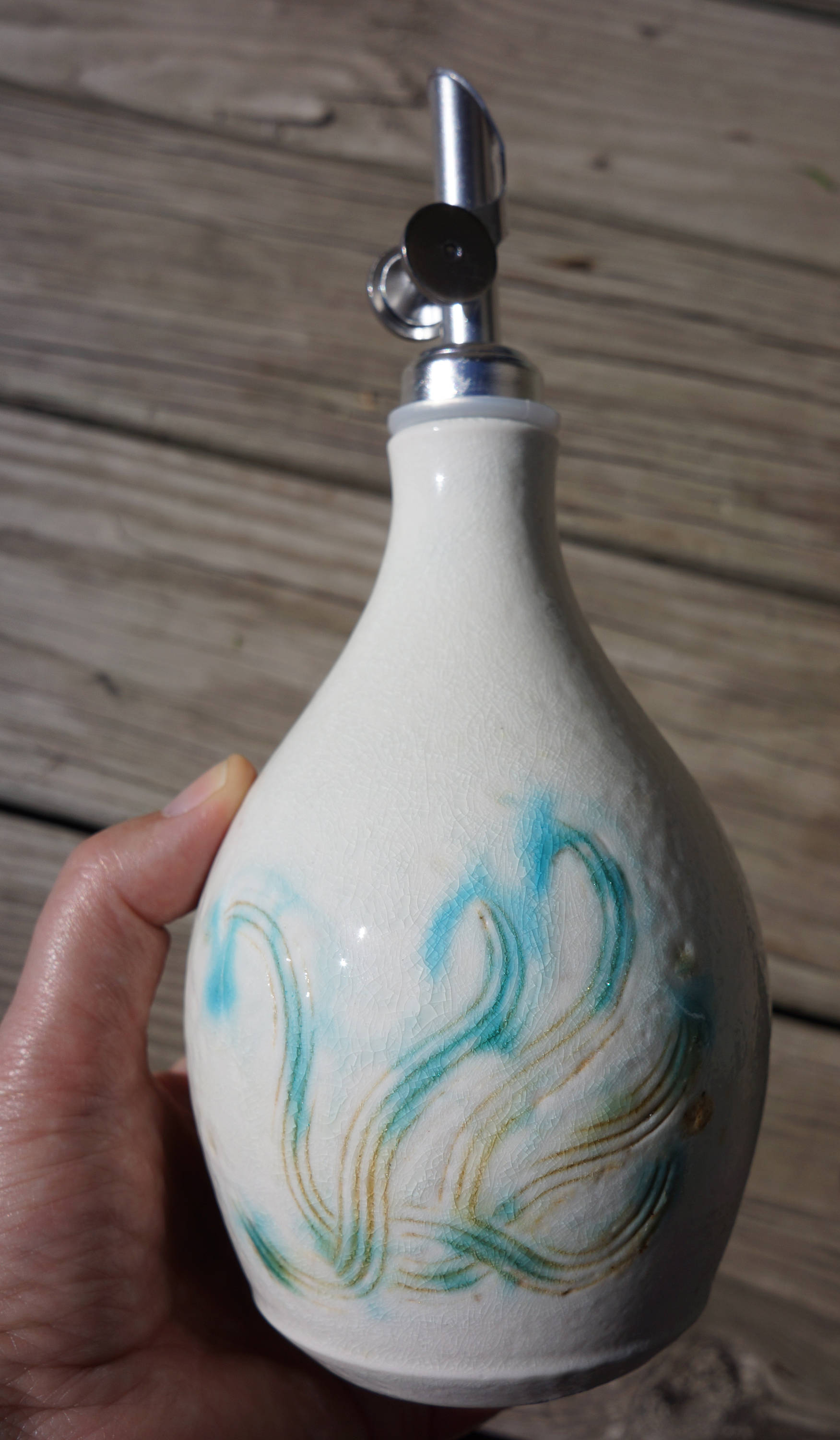 Beachy Seaside Ceramic Olive Oil Bottle