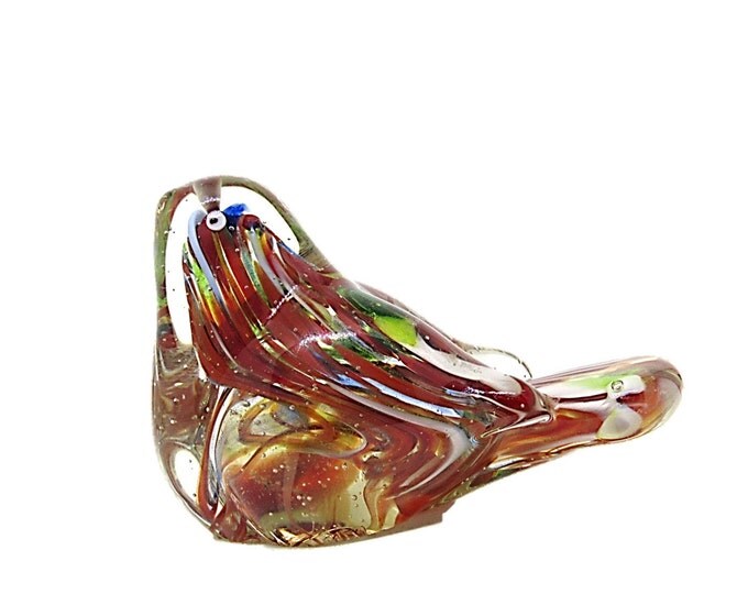 Vintage Murano Glass Bird Paperweight Glass - Italian Art Glass Bird - Vintage Art Glass Paperweight, ART GLASS Sculpture