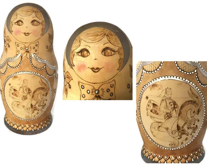 Fairy Tale Babushka Doll Matryoshka Stacking Dolls Set of 15 | Signed Matryoshka "Masha" year 1994 Master Ivanovna Ira | Vintage Ho Mom