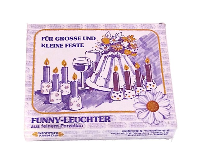 Vintage Funny Leuchter Porcelain Red & White Floral Candle Set | Made in West Germany | New Old Stock (NOS)