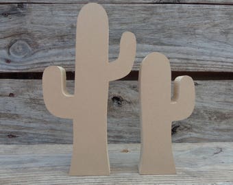 Unfinished Wood Craft - Cactus Decor - Southwest Decor - Desert Decor - Cactus Set of 2 unfinished