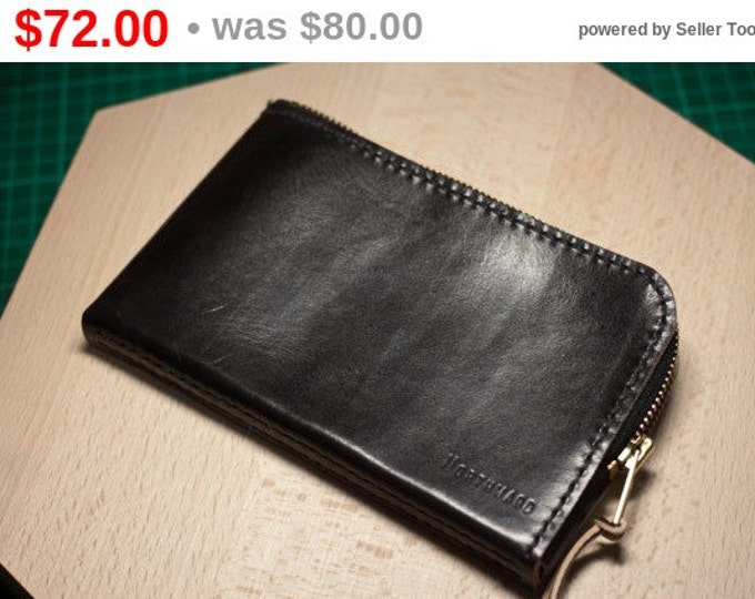 Hand-Dyed Hermann Oak Leather Zip Wallet/Men's Leather Wallet/Small leather wallet/Zip wallet/Leather Card holder/Men's Leather Wallet