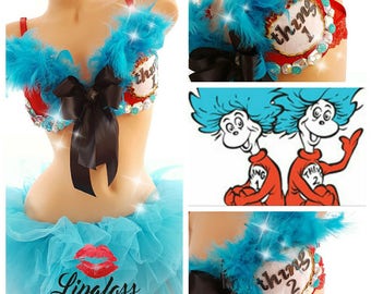 Thing 1 Thing 2 Inspired Rave Outfit, Alice in Wonderland, Beyond Wonderland Costume, Rave Outfit, EDC Outfit, Nocturnal Wonderland
