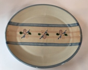 Vintage Louisville Stoneware Primrose Pattern Serving Platter - Blue Green Peach Pink
