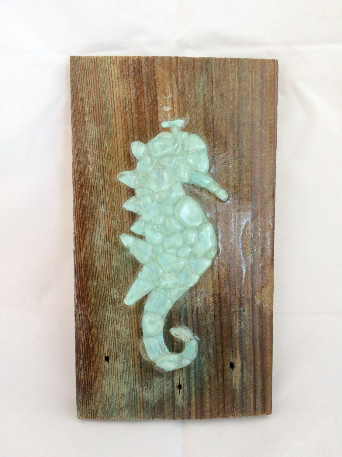 Sea glass seahorse wall hanging sea glass mosaic beach glass